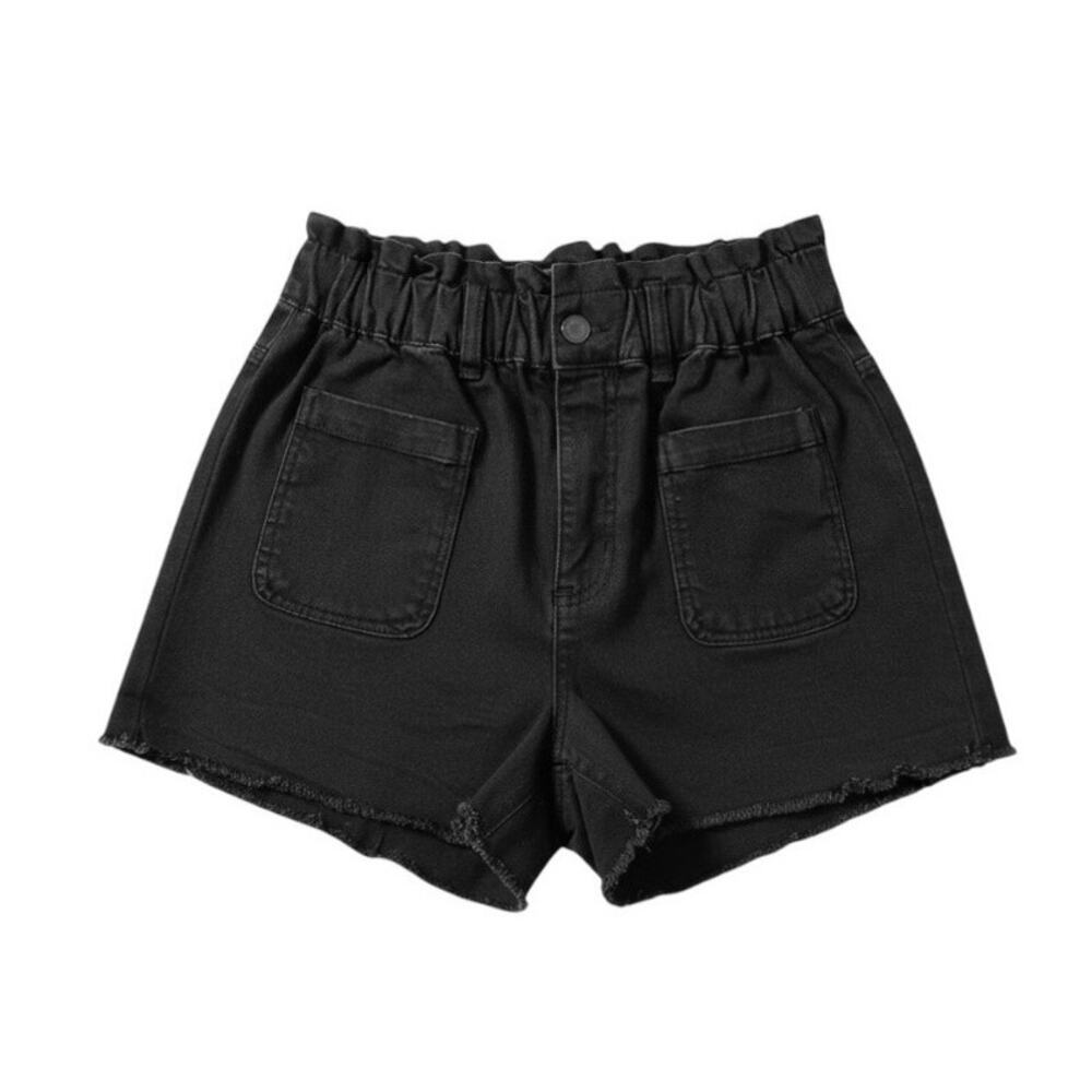 Banjara Black Denim Paperbag Waist High Rise Shorts Women's 5/26